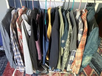Men’s cloth: Flannel, Shirt, Hoodie, Jacket, Boardshorts