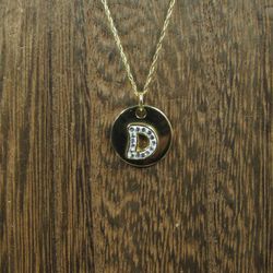 18 Inch Sterling Silver Gold Plated Crystal D Letter Necklace