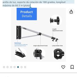 Brazo triángulo para montaje en pared para fotografía estroboscópica, monolight, caja de luz, reflector, paraguas y anillo de luz, soporte de rotación