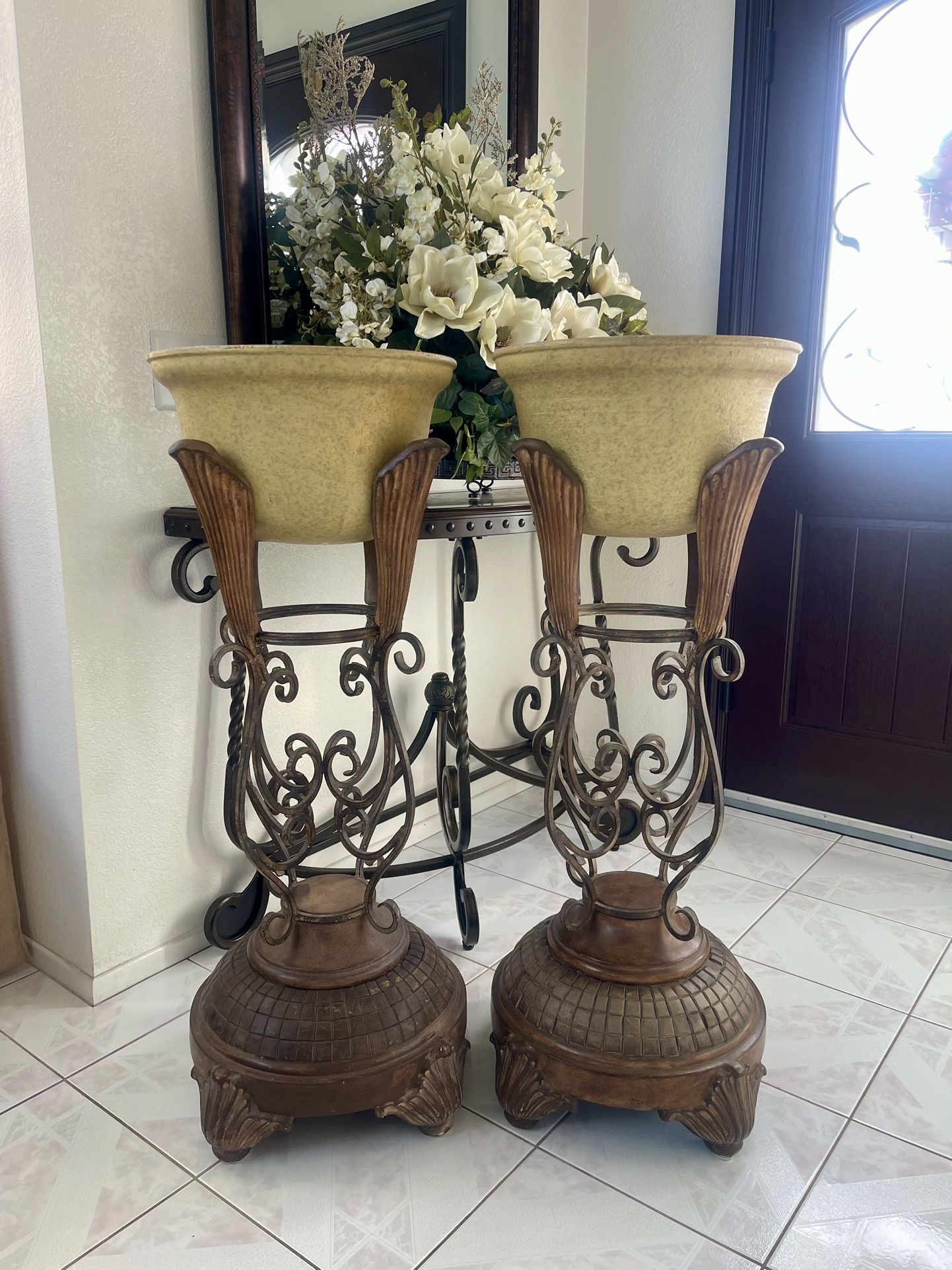 Tall Metal  Pedestals Tuscany Style 