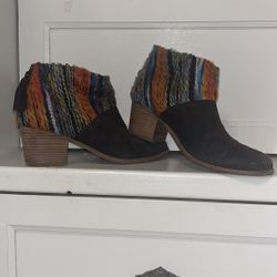 Toms dark brown suede heeled ankle boots