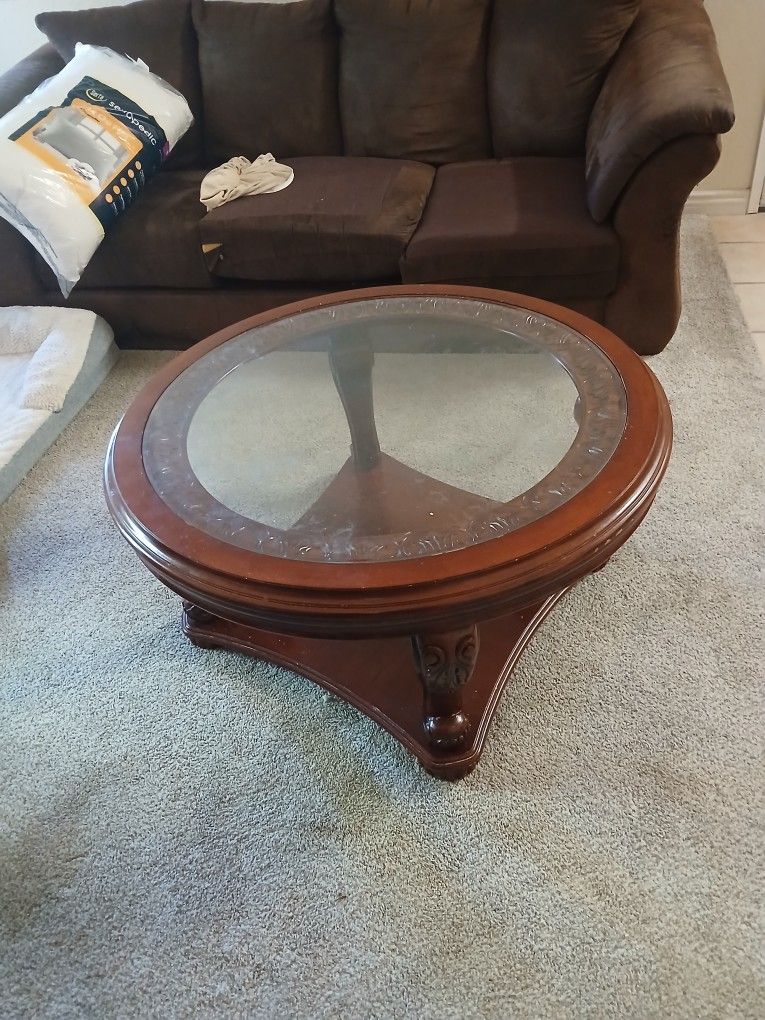Glass And Wood Coffee Table