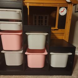 Ikea Storage with Plastic Boxes, Shelf, Cabinet with Cubbies