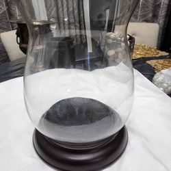 LARGE Kohl's Bronze Color And Glass Candle Pillar Holder, Flower Or Decorations Vase $20