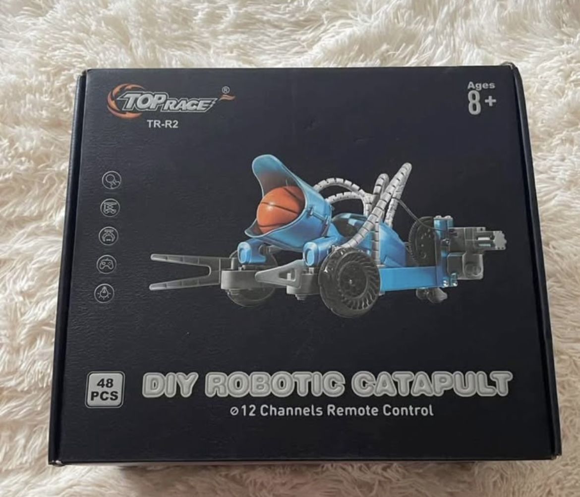 Top Race 2.4G Remote Control RC Robot Catapult | DIY 100 pcs Electronic RC Toys Educational | Alloy