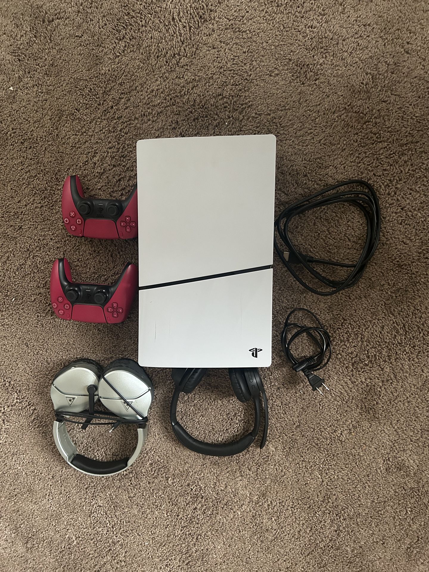 PS5 with 2 controllers 1 pairs of head phones