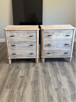 Set of 2 Kirkland’s Wood Nightstands | Modern Farmhouse | 3 Drawer