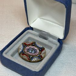 1930’s Micro Mosaic Millifiori Italian Floral Brooch