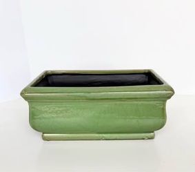 Green Ceramic Planter with Crackle Finish