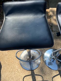 Black Faux Leather Bar Stools with Chrome Base – Set of 2