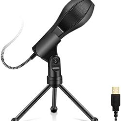 Podcast Microphone USB with Stand - Plug Play & Noise Cancellation Streaming Microphone for Laptop/Computer/PC/Conference/Gaming/YouTube/Skype/Voice S