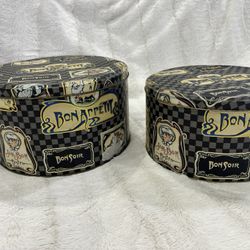 Two Department 56 Jam Bon Pig Round Tin Boxes 