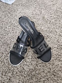 Chanel Transparent Logo Slide Sandals