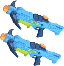 2 PCS Water Gun for Kids, Super Squirt Guns Water Soaker Blaster - 2 Nozzle, 4 Shooting Modes Switch - Crossbow Design - 26 Ft Long Shooting Range - S