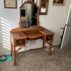 Vintage Solid Wood Karpen Desk Or Vanity
