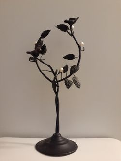 Pearl leaf and birds jewelry holder