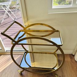 Gold Color Wheeled Bar Cart