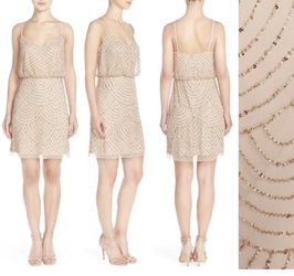 New Adrianna Papell sequin mesh blouson dress Champagne/Gold size 0 2 8
