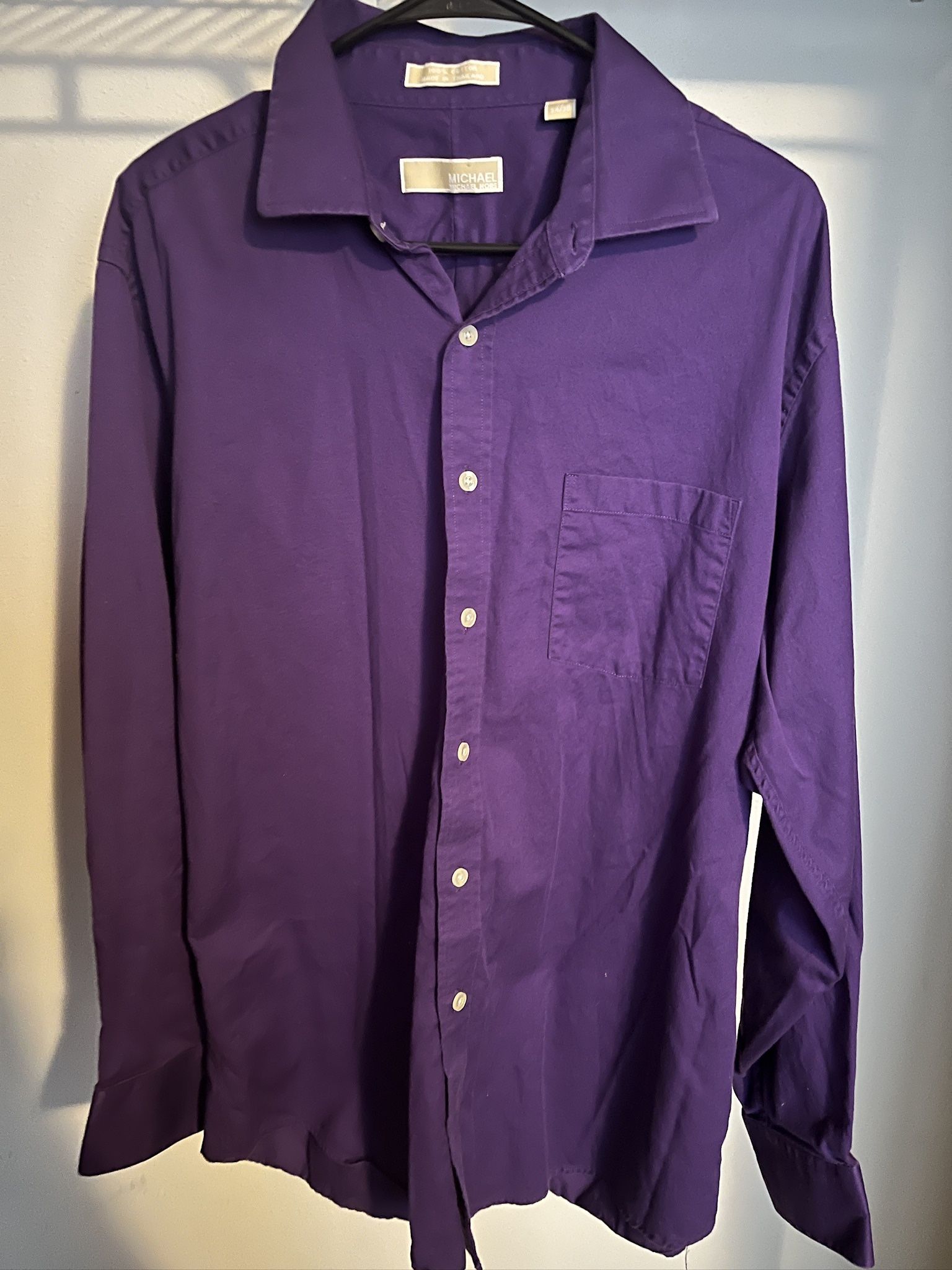 Purple Michael Kors Long Sleeve Dress Shirt Mens 34/35