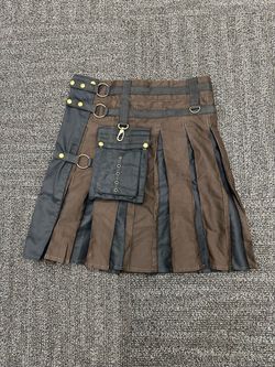 Handmade Black&Brown Hybrid Utility Kilt: Gothic Steampunk Fashion Scottish Sz38
