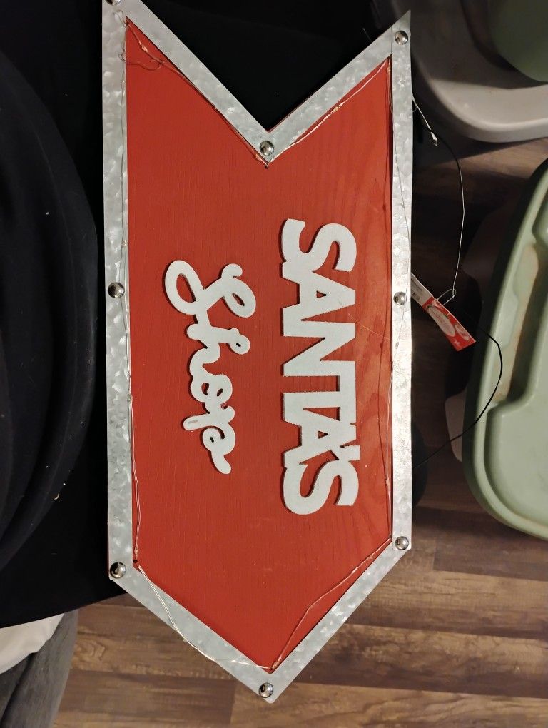 Light Up Santa Shop Sign