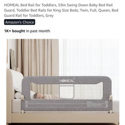 HOMEAL Bed Rail for Toddlers, 59in Swing Down Baby Bed Rail Guard, Toddler Bed Rails for King Size Beds, Twin, Full, Queen, Bed Guard Rail for Toddler
