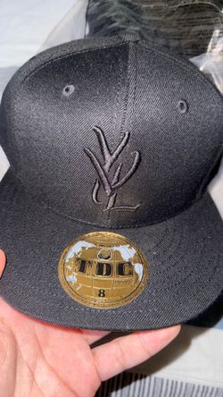 TDC Black Fitted Men’s Baseball Cap Size 8 Solid Logo YSL Character
