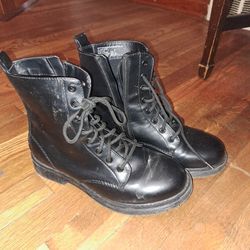 Time True Black Combat Boots New Wore Couple Times  Size 8
