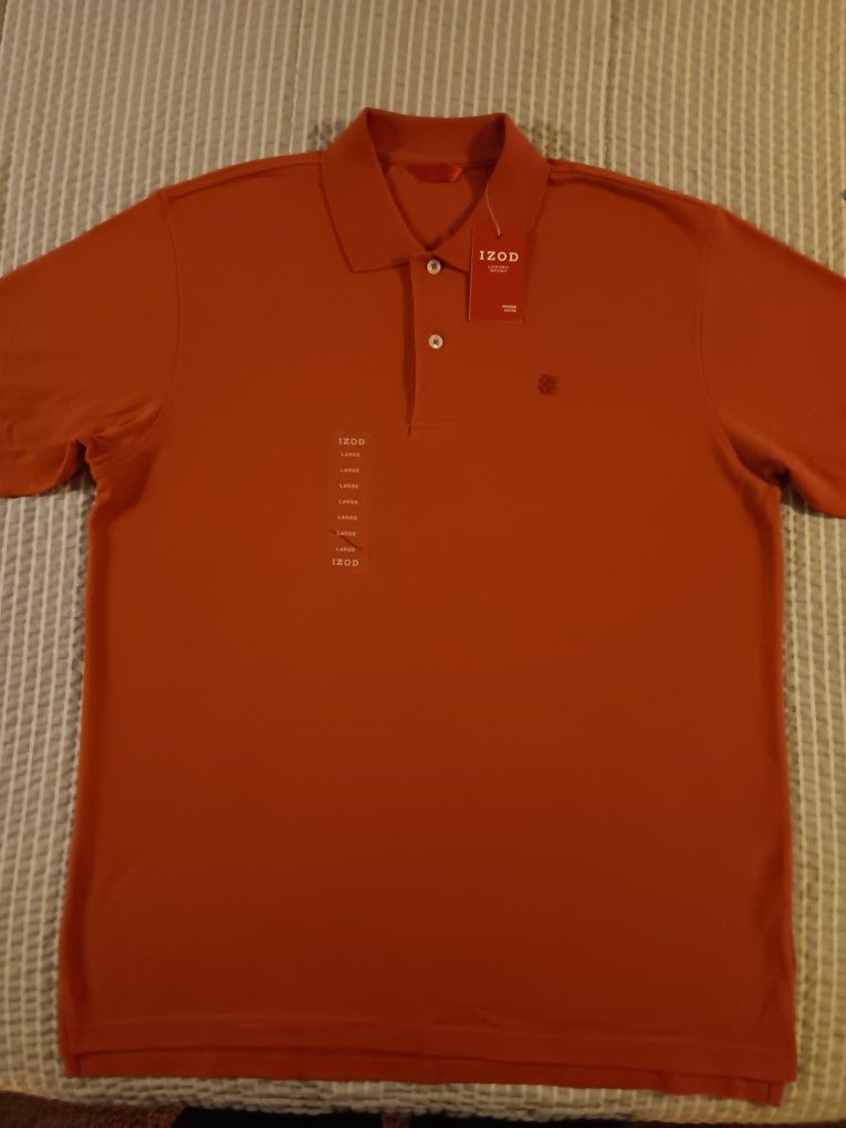 Mens L ORANGE IZOD POLO SHIRT