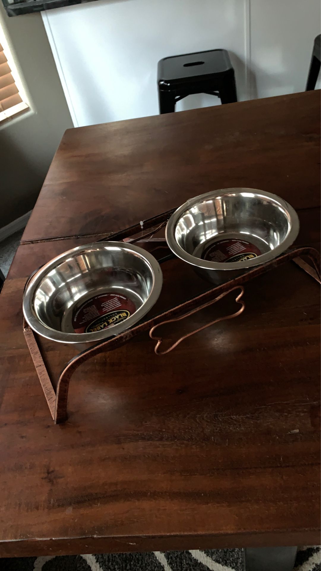 Brass medium dog bowl set
