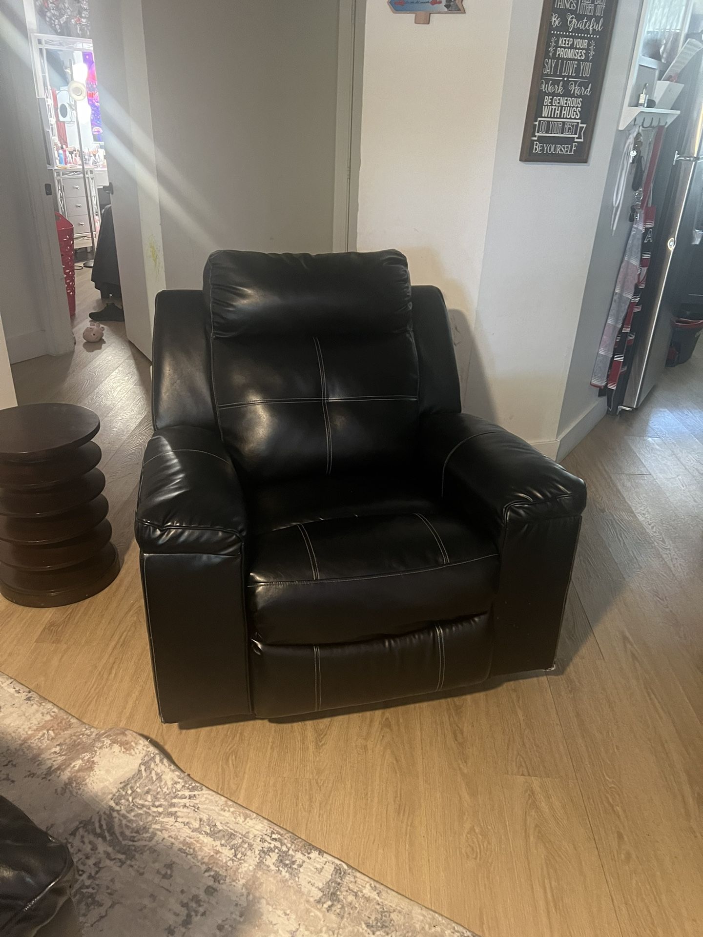 Sofa and recliner with blue LED lights