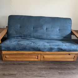 Futon Bed and Mattress with Storage( Accepted Cash Only )