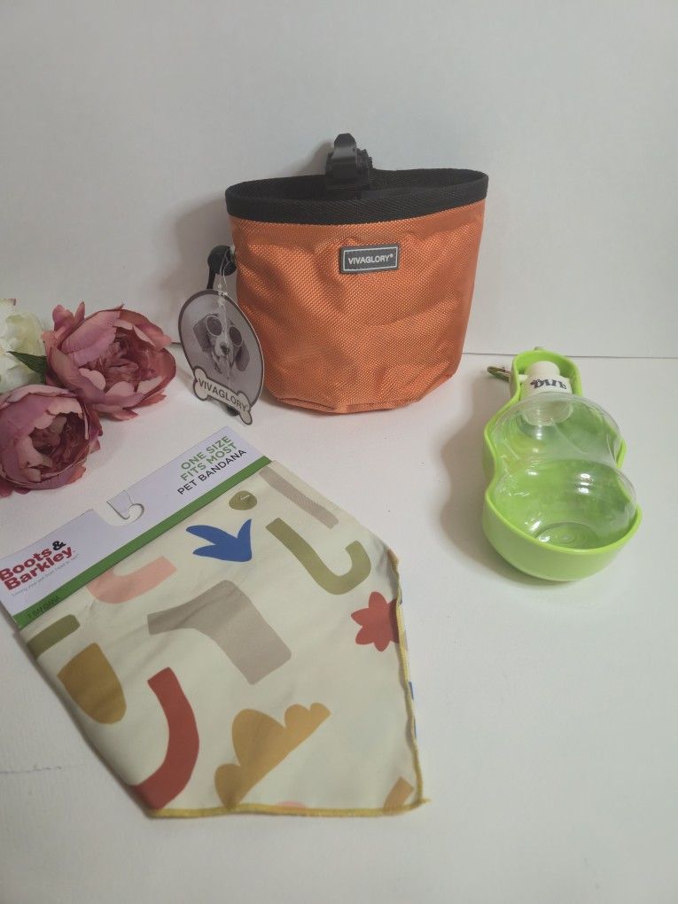Vivaglory Dog Treat Pouch. Dog Training Accessories. Pet Bandana, Water Bottle.