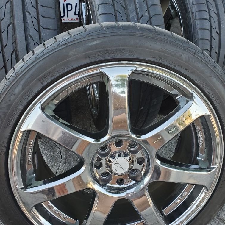 良好 WORK エモーション XT7 PCD100 5穴 215/45R17 JDM Work emotion XT7 Rims Wheels Tires 5x114.3 18x7.5 +48