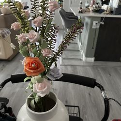 White. Flower Vase With Arrangement 