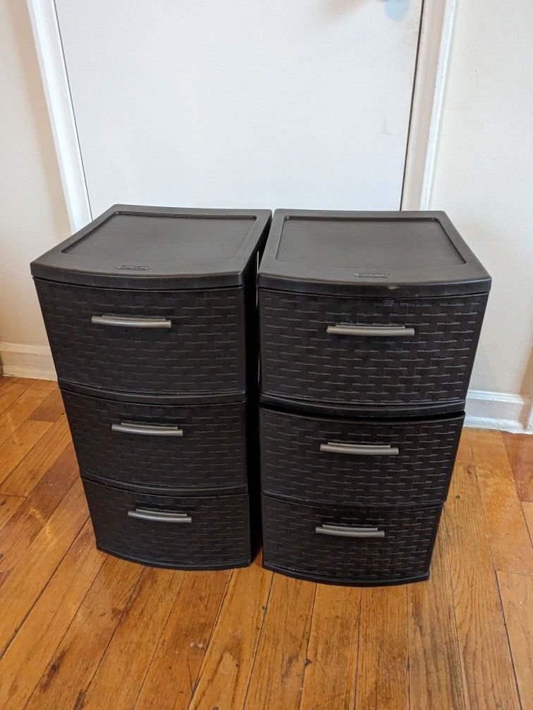 Brown Stackable Storage Drawers | Sterilite 3-Drawer Weave Tower, Espresso (Set of 2)