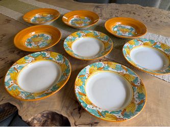 32 Piece De Lena Ravello Italy Hand Made, Hand Painted Ceramic Dinnerware