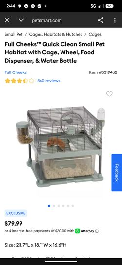 Full Cheeks™ Quick Clean Small Pet Habitat with Cage, Wheel, Food Dispenser, & Water Bottle