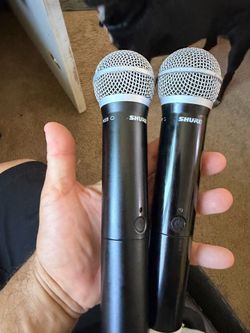 Pair of Shure BLX2/PG58 Handheld Wireless Microphone Transmitters - J10 Band (Super Clean)