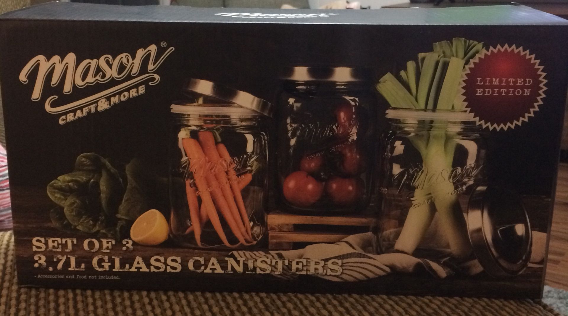 Mason Craft and More Set of(3) 3.7 L glass canisters