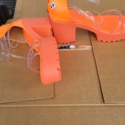 3 Pair Of Women Shoes, ALL Brand New. 1. Orange  2 Black Size 41
