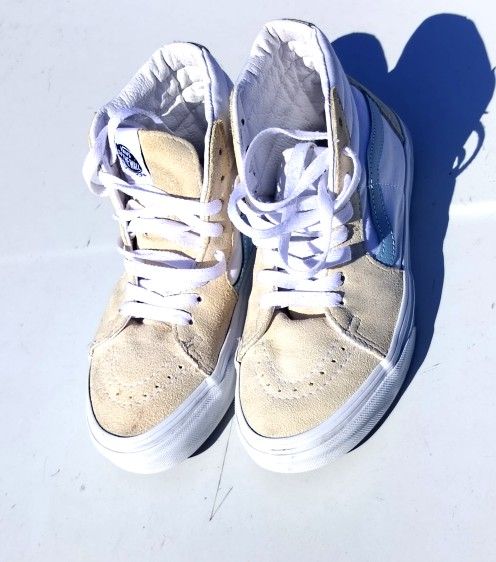 Vans SK8 High Tops White /Light Blue Unisex Sneakers