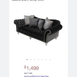 Dark Gray Sofa With Two Cushions