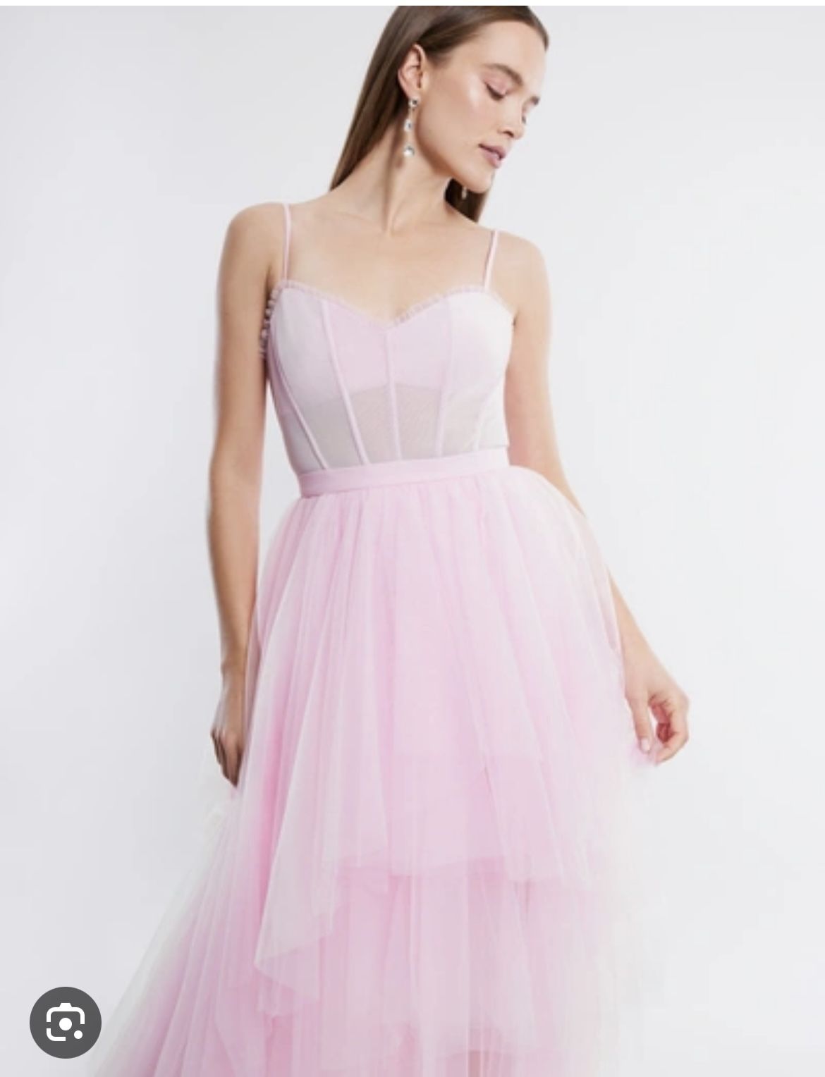 BCBG Maxazria Katherine Tulle Evening Gown In Pink Rose