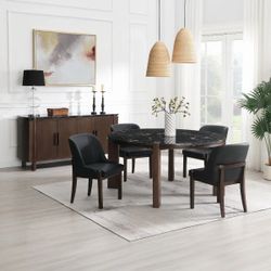 Mega sale! Estella Collection 5 PCS Round Dining Table w/Marble Top -Chairs available in 2 colors. Now 1689.00 free delivery