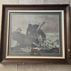 Vintage The Herring Net WINSLOW HOMER Framed Print Boating Fishing Nautical 26x30"