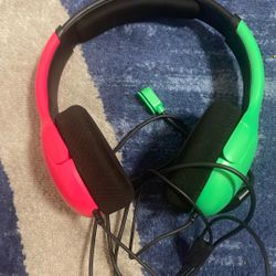 Pink And Green Nintendo Switch Headphones.