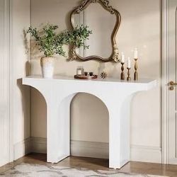 47.24 Inches White Console Table with Arch Base