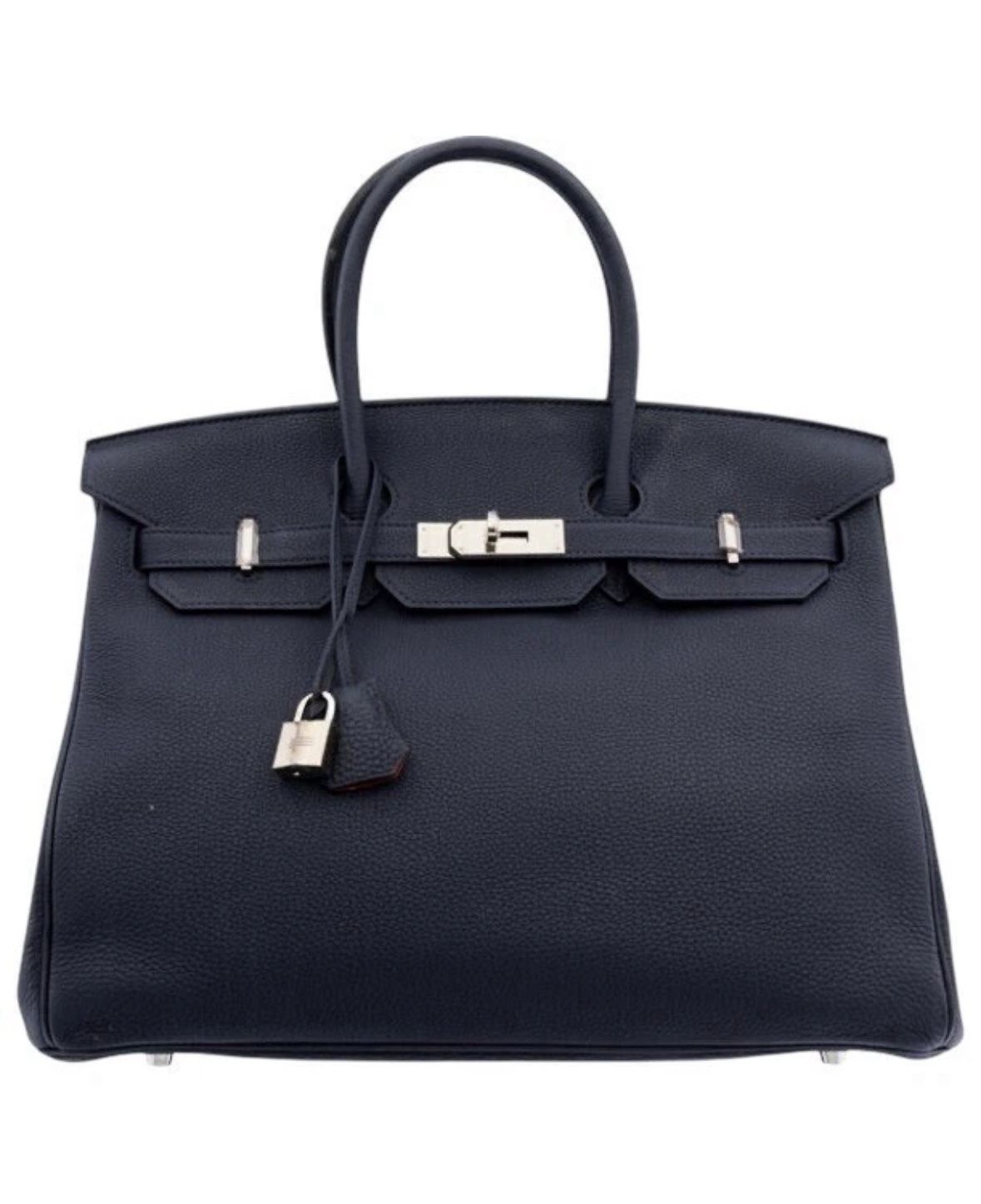 Hermès 35cm Bleu Nuit & Orange Poppy Togo Leather Verso Birkin Bag w Palladium