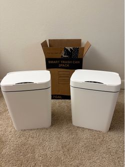 Vanpopubs 2 Pack 2.7 Gal Bathroom Trash Can with Lid, Automatic Trash Can